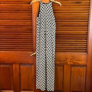 Navy and White Geometric Print Maxi Dress from The Limited
